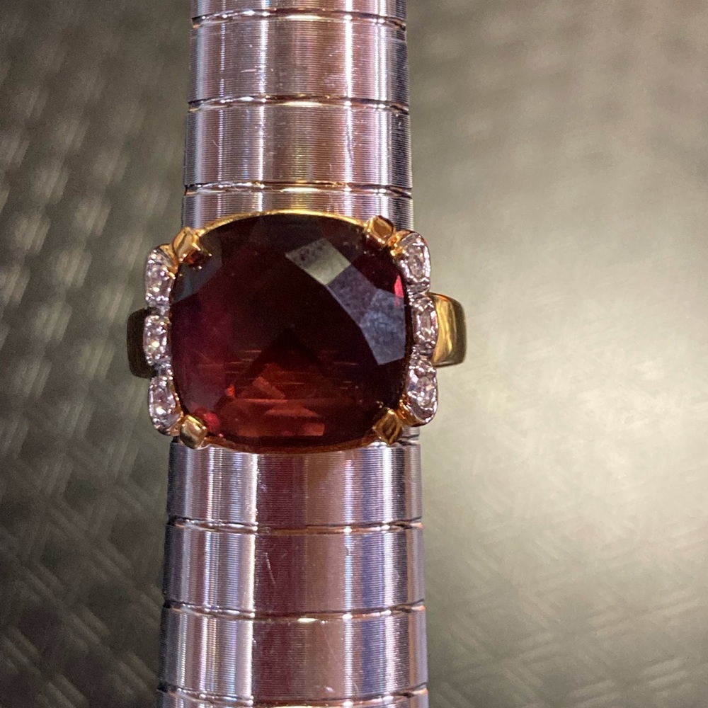 Swarovski red crystal 14 kt gold Plated ring with clear Swarovski Crystals